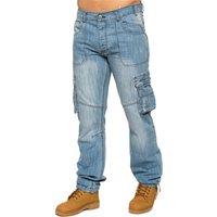 Enzo Men's Cargo Denim Jeans in Light Blue | Size: 34L