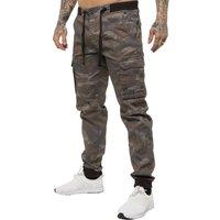 Enzo Men's Cuffed Cargo Trousers in Grey | Size: 36R