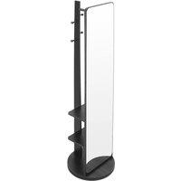 Living and Home 360 Rotating Full-Length Mirror with Coat Rack in Black