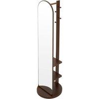 Living and Home 360 Rotating Full-Length Mirror with Coat Rack in Walnut