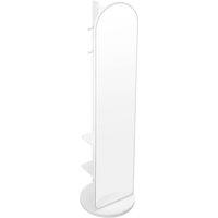 Living and Home 360 Rotating Full-Length Mirror with Coat Rack in White