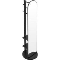 Living and Home 360 Rotating Full-Length Mirror with Coat Rack in Black