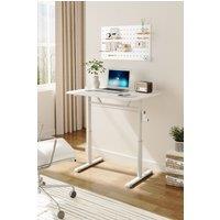 Living and Home 80 x 60 x 90cm Manual Height-Adjustable Office Desk in White | Size: 80 x 60 x 90 cm
