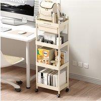 Living and Home 5-Tier Rolling Trolley Cart Vegetable Fruit Storage Rack with Drawer in Cream