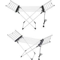 Groundlevel Extra Large 20 Bar Heated Electric Winged Clothes Airer with Timer in Silver