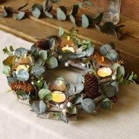 Dibor Nature Trail Wreath Tealight Table Centrepiece Christmas Candle Holder | Size: Medium