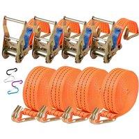 Hinsinc 4X Ratchet Straps Heavy Duty 40mm 6 Meter 3000KG in Orange