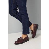 Wallis Women's Wide Fit Petunia Faux Leather Tassel Loafers in Burgundy | Size: 4