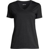 Lands' End Women's Plus Supima Short Sleeve V-neck T-shirt in Black | Size: 28-30