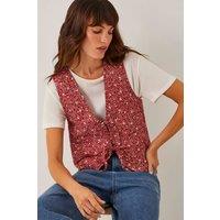 Monsoon Women's Felipa Floral Print Waistcoat Red | Size: 2XL