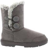 VIVA Freya: Women's Double Button Faux Fur Lining Mid-Calf Winter Boots in Grey | Size: 4