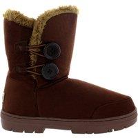 VIVA Freya: Women's Double Button Faux Fur Lining Mid-Calf Winter Boots in Brown | Size: 3