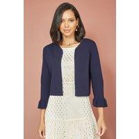 Yumi Women's Navy Cropped Cardigan With Bell Sleeves | Size: Medium