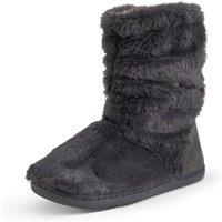 VIVA Polar Women's Fluffy Slipper Boots Memory Foam Anti-Slip Rubber Sole in Dark Grey | Size: 4