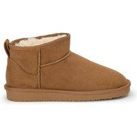 VIVA Women's Faux Fur Lined Boot Slippers Memory Foam Anti-Slip Sole in Light Brown | Size: 8