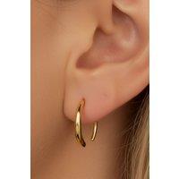 MUCHV Gold Pull-Through Hoop Earrings - Women's Jewellery