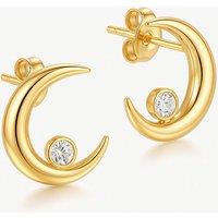 MUCHV Women's Small Crescent Moon Stud Earrings in 18k Gold or Silver