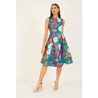 Yumi Women's Green Floral 'Karina' Skater Dress | Size: 16