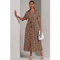 Jolie Moi Women's Drop Shoulder Shirt Maxi Dress in Natural | Size: 8
