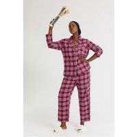 Pretty You London Women's Plaid Pyjama Set in Wine | Size: 8-10