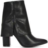 XY London Women's 'Ayla' Fold Over Ankle Boots Layered Point Toe Block Heel Booties in Black | Size: 3