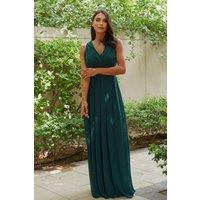TFNC London Women's Kesha Forest Green Maxi Dress | Size: 18