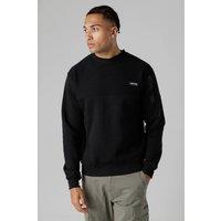 Firetrap Men's Regular Fit Cotton Rich Crew Neck Sweatshirt with Sleeve Pocket in Black | Size: Small
