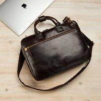 Posh Totty Designs Men's Personalised Leather Laptop Bag Briefcase in Brown