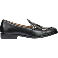 XPOSED Men's Elegant Real Leather Double Monk Loafers in Black | Size: 7