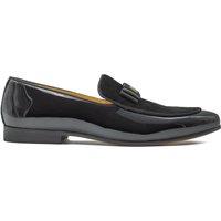 XPOSED Men's Elegant Leather Suede Belgian Bowtie Loafers in Black | Size: 9