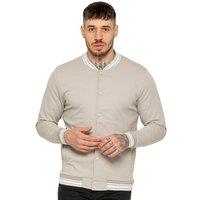 Enzo Men's Varsity Bomber Jacket in Beige | Size: Large