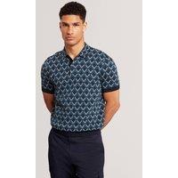 Ted Baker Men's MELVVIN SS Geo Jacquard Knit Polo Navy | Size: Small