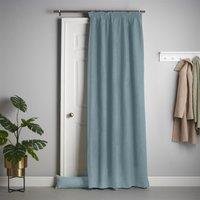 Luxury Living Velvet Chenille Thermal Fleece Lined Single Pencil Pleat Door Curtain in Teal | Size: 137 cm width x 213 cm drop