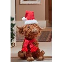 Marco Paul Large Highland Cow Soft Plush Christmas Decoration - Hairy Hector in Brown | Size: 400g