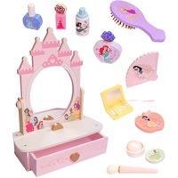 Disney Princess Tabletop Vanity, 12 Piece Wooden Makeup Pretend Playset
