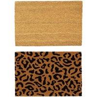Nicola Spring Coir Door Mat Set - 60 x 40cm - Leopard | Size: 40 cm x 60 cm
