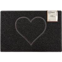 Oseasons Heart Embossed Outdoor-Use Doormat in Black | Size: 40 cm x 60 cm