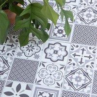 D-C-Fix Oriental Tiles Self Adhesive Vinyl Floor Tiles Pack of 11 (1sqm) in Grey | Size: 304.8mm x 304.8mm