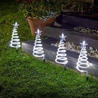 Marco Paul 4pc Christmas Spiral Tree LED Stake Lights in White | Size: 50 cm x 15 cm