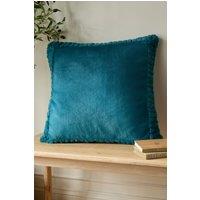 Catherine Lansfield 'Velvet & Faux Fur' 55x55cm Cushion in Teal | Size: 55 cm x 55 cm