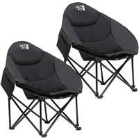 Get Fit Premium Foldable Portable Moon Camping Chair - Cup Holder & Carry Bag in Jet Black | Size: Single