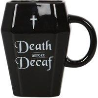 KDMD Death Before Decaf Coffin Mug in Black