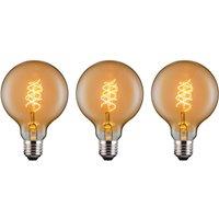 Ferretti G80 Amber Globe E27 LED Spiral Filament Dimmable Bulb Pack in Clear | Size: Pack of 3