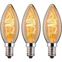 Ferretti C35 Amber Candle E14 LED Spiral Filament Dimmable Light Bulbs Pack of 3 in Clear