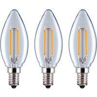 Eurolec C35 Clear Candle E14 LED Straight Filament Dimmable Light Bulb Pack | Size: Pack of 3