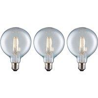 Eurolec G125 Globe E27 LED Straight Filament Dimmable Light Bulb Pack in Clear | Size: Pack of 3