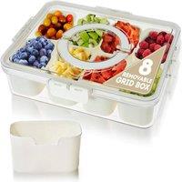 Tanness 8-Compartment Food Containers with Handle, Lid, & Compartments in Beige