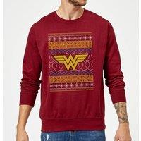 DC Comics DC Wonder Woman Knit Christmas Jumper - Burgundy | Size: XL