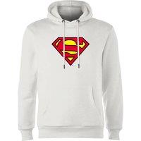 DC Comics Official Superman Shield Hoodie - White | Size: Large