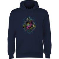 Harry Potter Hogwarts Neon Crest Hoodie - Navy | Size: 2XL